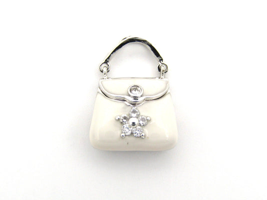 14K gold enamel and diamond handbag pendant.