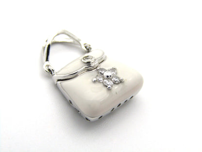 14K gold enamel and diamond handbag pendant.