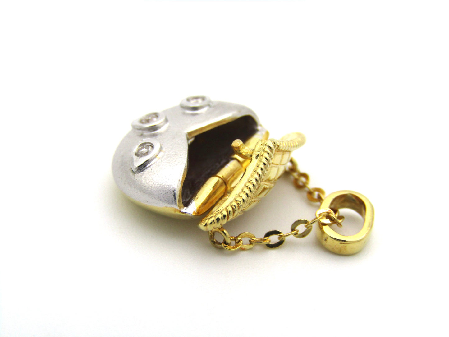 18K gold diamond handbag pendant.