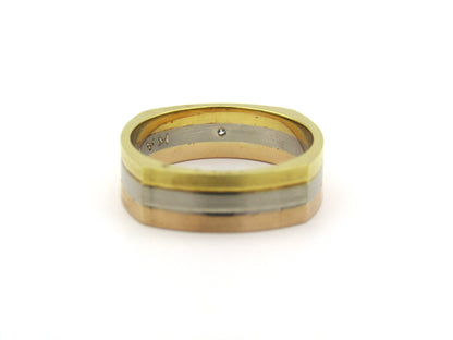 18K tri-colour gold diamond ring, circa 1970's.
