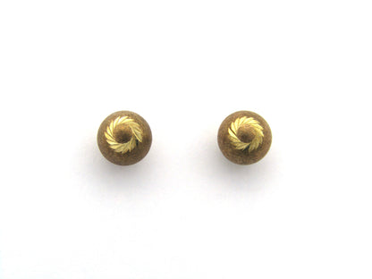 9K gold ball design stud earrings, circa 1970's.