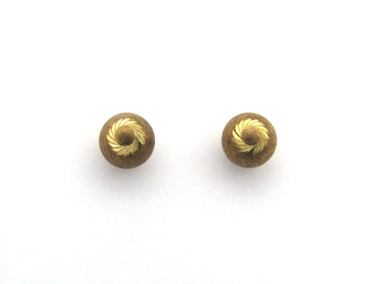 9K gold ball design stud earrings, circa 1970's.