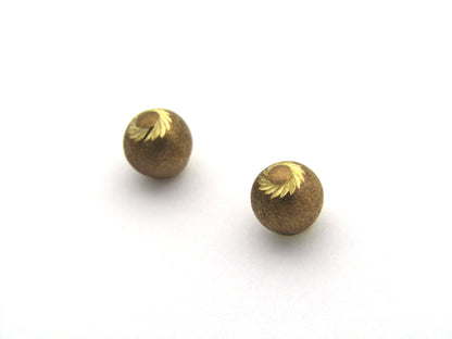 9K gold ball design stud earrings, circa 1970's.