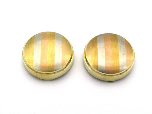 18K gold tri-colour gold button covers by UnoAerre, circa 1970's.