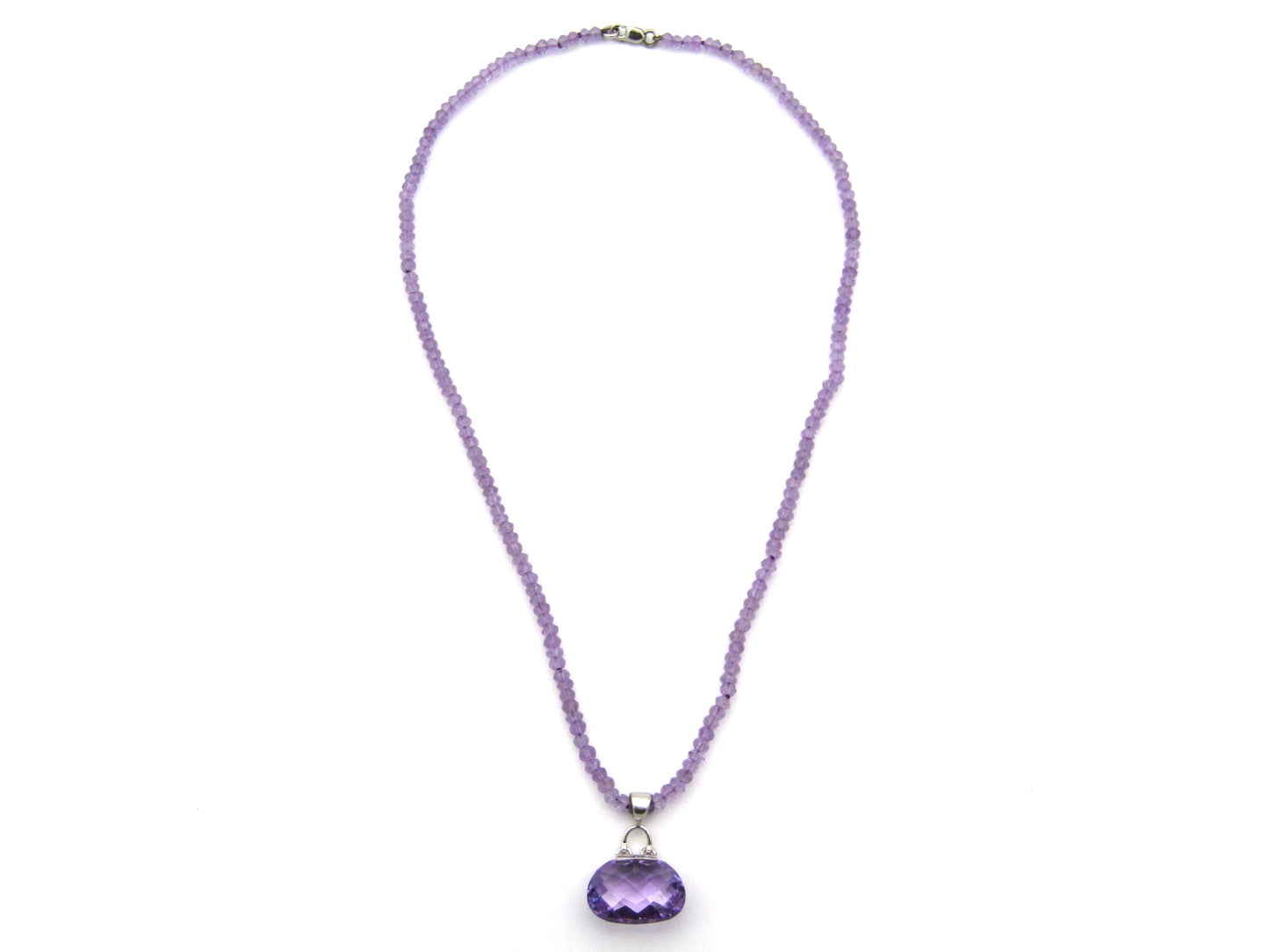 9K gold amethyst handbag pendant with 9K gold amethyst bead necklace.