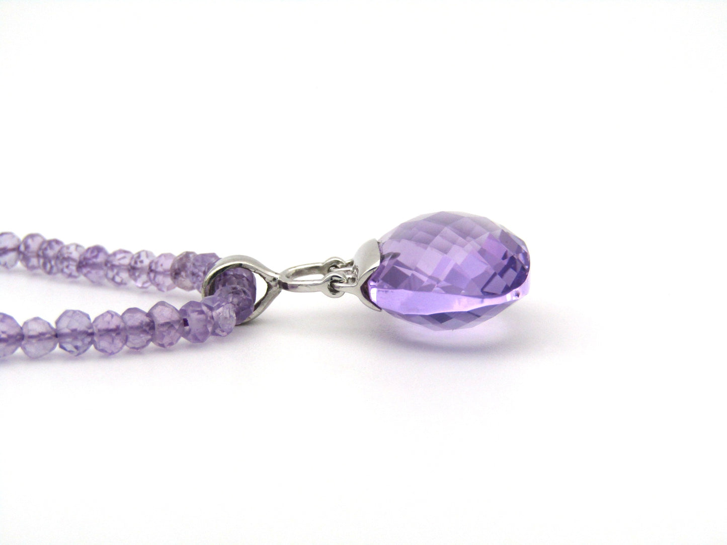 9K gold amethyst handbag pendant with 9K gold amethyst bead necklace.