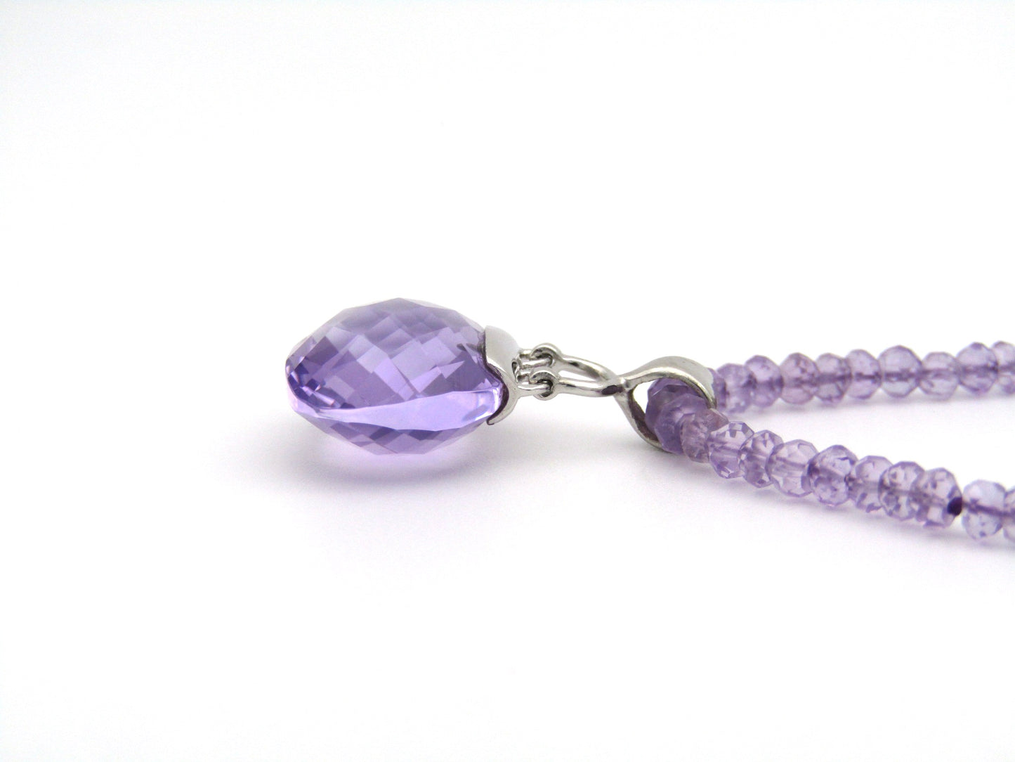 9K gold amethyst handbag pendant with 9K gold amethyst bead necklace.