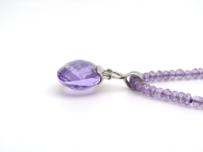 9K gold amethyst handbag pendant with 9K gold amethyst bead necklace.
