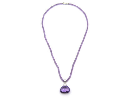9K gold amethyst handbag pendant with 9K gold amethyst bead necklace.