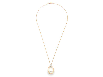 18K tri-gold freshwater pearl pendant with 18K gold chain.