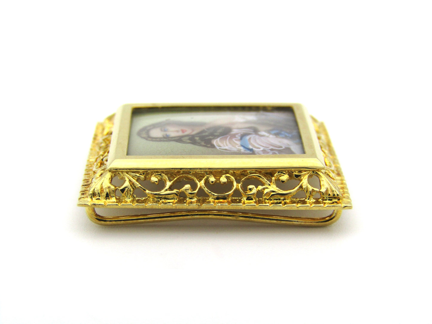 18K gold handpainted miniature necklace or bracelet of Varvara Rimskaya-Korsakova, circa 1980's.