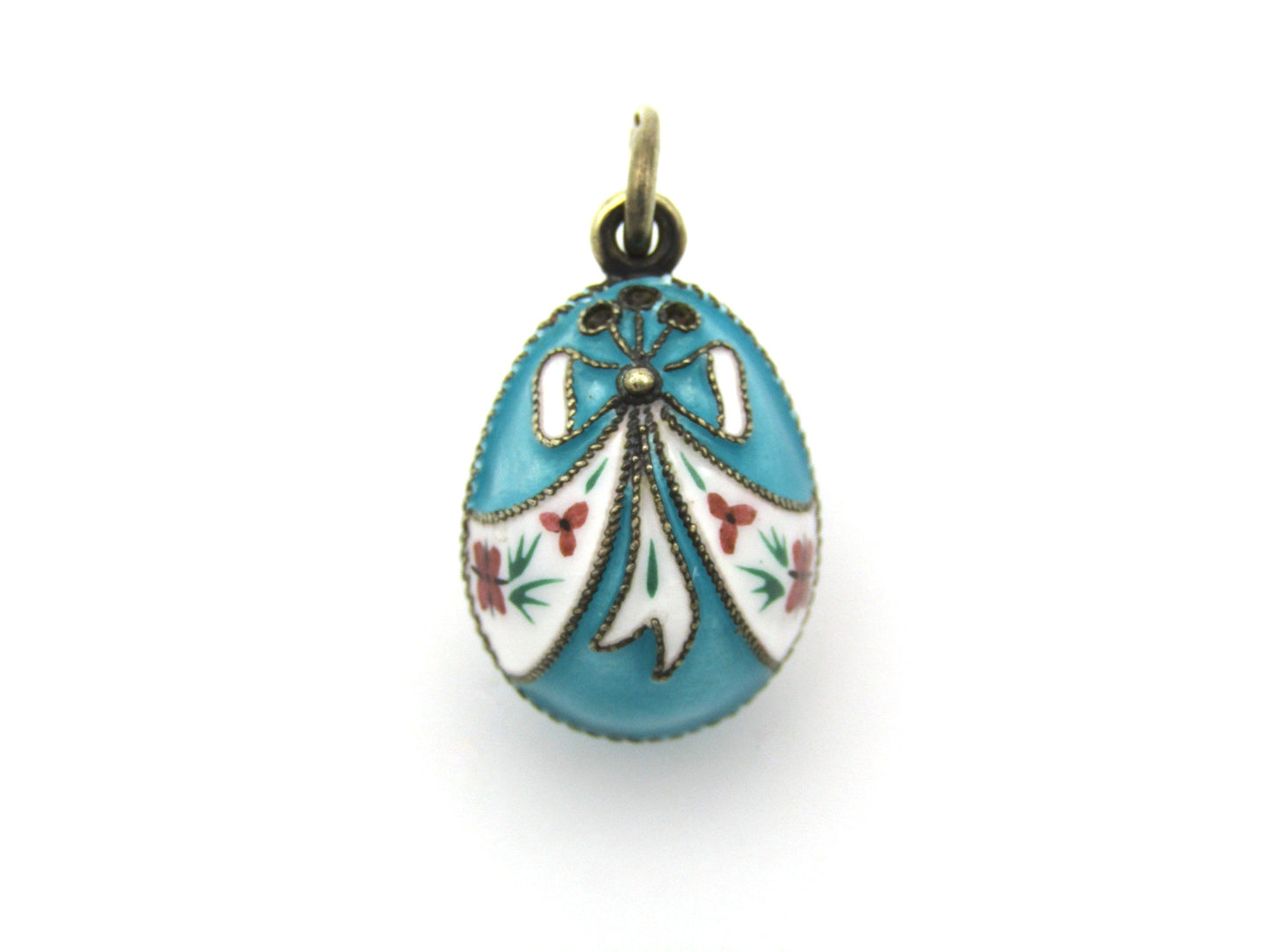 Russian silver enamel egg pendant, circa 1960's