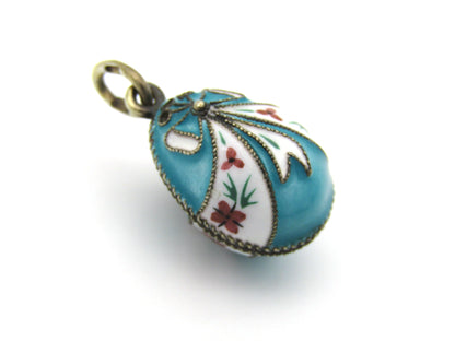 Russian silver enamel egg pendant, circa 1960's