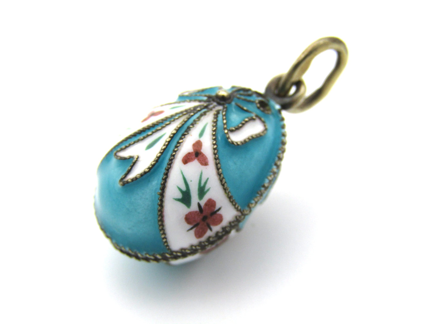 Russian silver enamel egg pendant, circa 1960's