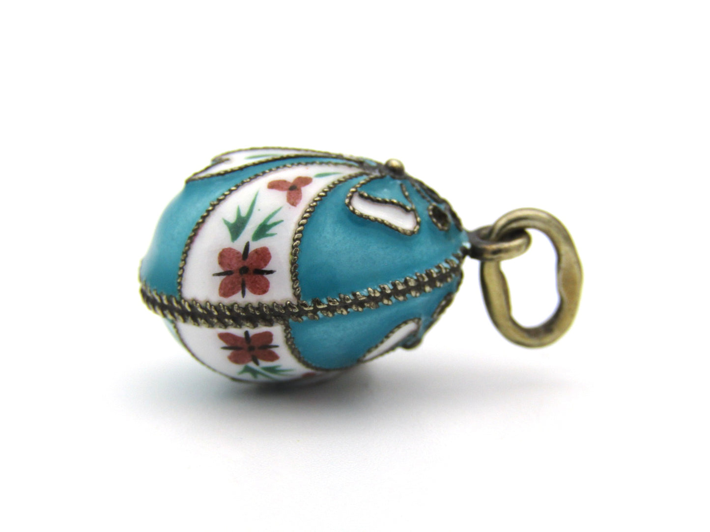 Russian silver enamel egg pendant, circa 1960's