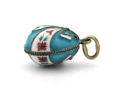 Russian silver enamel egg pendant, circa 1960's