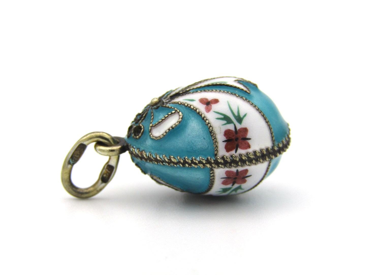 Russian silver enamel egg pendant, circa 1960's