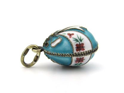 Russian silver enamel egg pendant, circa 1960's