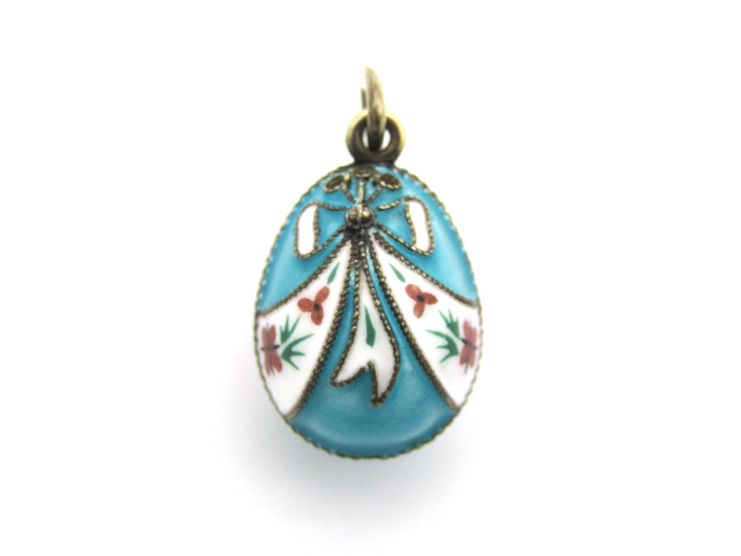 Russian silver enamel egg pendant, circa 1960's
