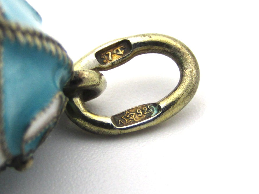 Russian silver enamel egg pendant, circa 1960's