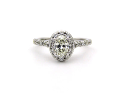 Platinum and 18K gold Angel Halo diamond ring by Browns.