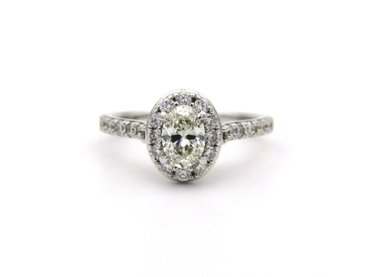 Platinum and 18K gold Angel Halo diamond ring by Browns.