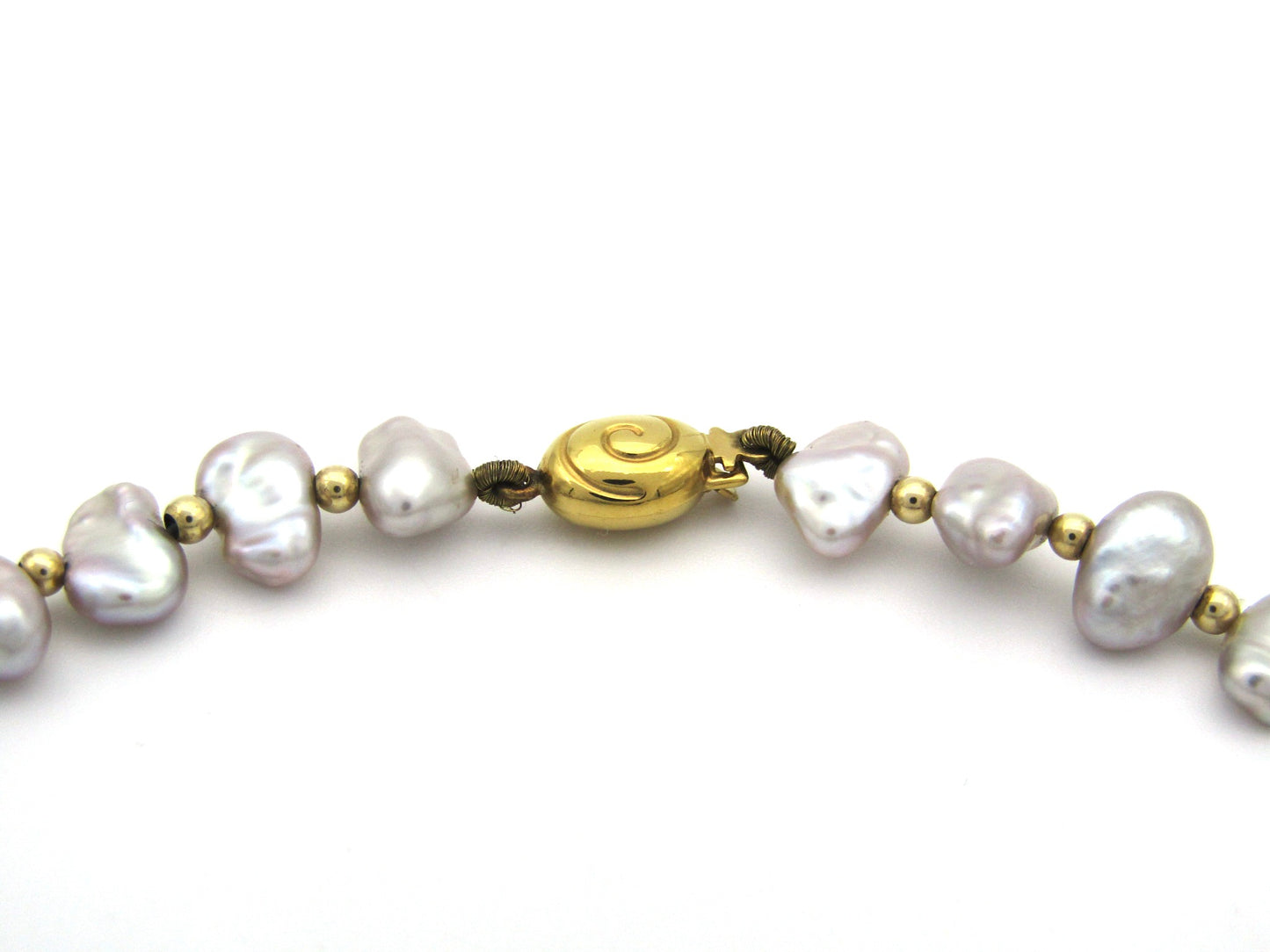 9K gold freshwater pearl necklace, circa 1970's.