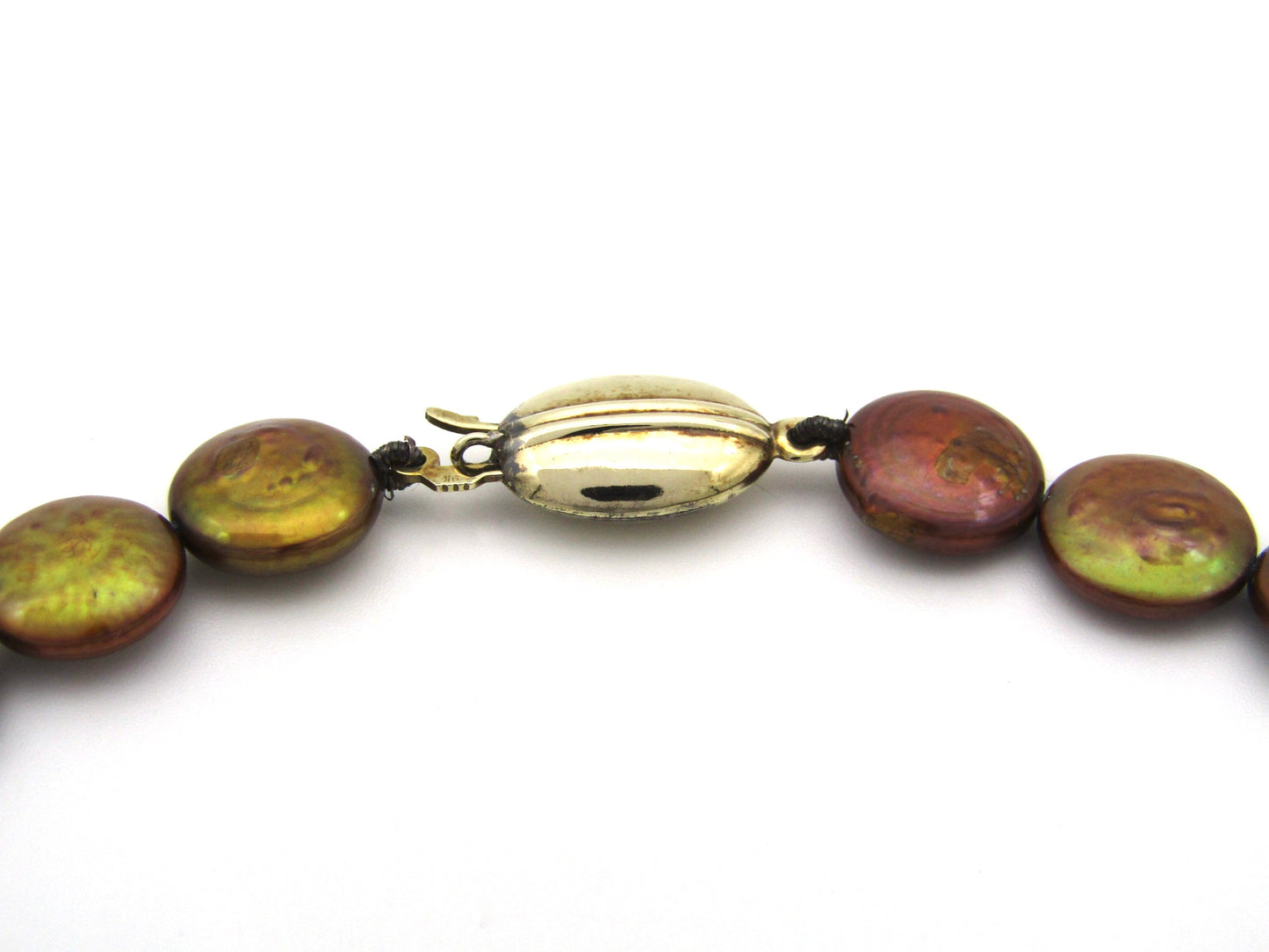 9K gold coin freshwater pearl necklace.