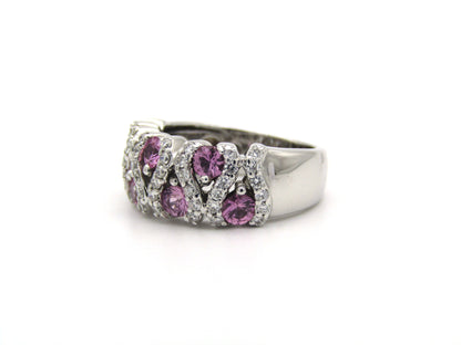 18K gold pink sapphire and diamond ring.