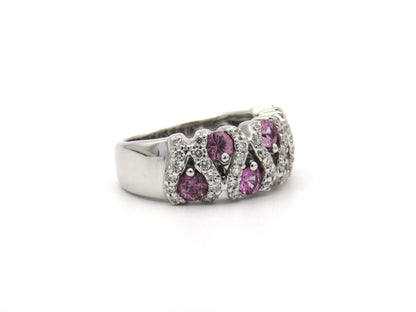 18K gold pink sapphire and diamond ring.