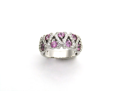 18K gold pink sapphire and diamond ring.