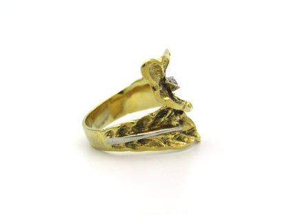 18K gold Retro diamond leaf-wrap ring, circa 1950's.