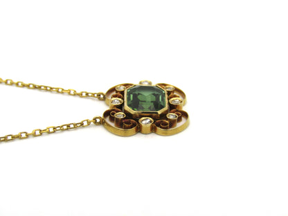 18K gold Edwardian tourmaline and diamond necklace, circa 1900.