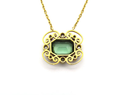 18K gold Edwardian tourmaline and diamond necklace, circa 1900.