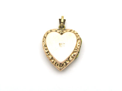 9K gold Edwardian heart locket, circa 1900.