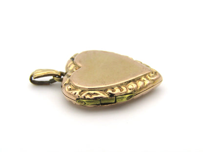 9K gold Edwardian heart locket, circa 1900.