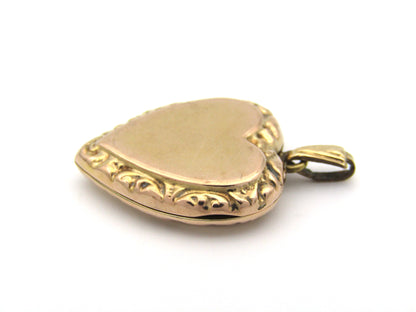 9K gold Edwardian heart locket, circa 1900.