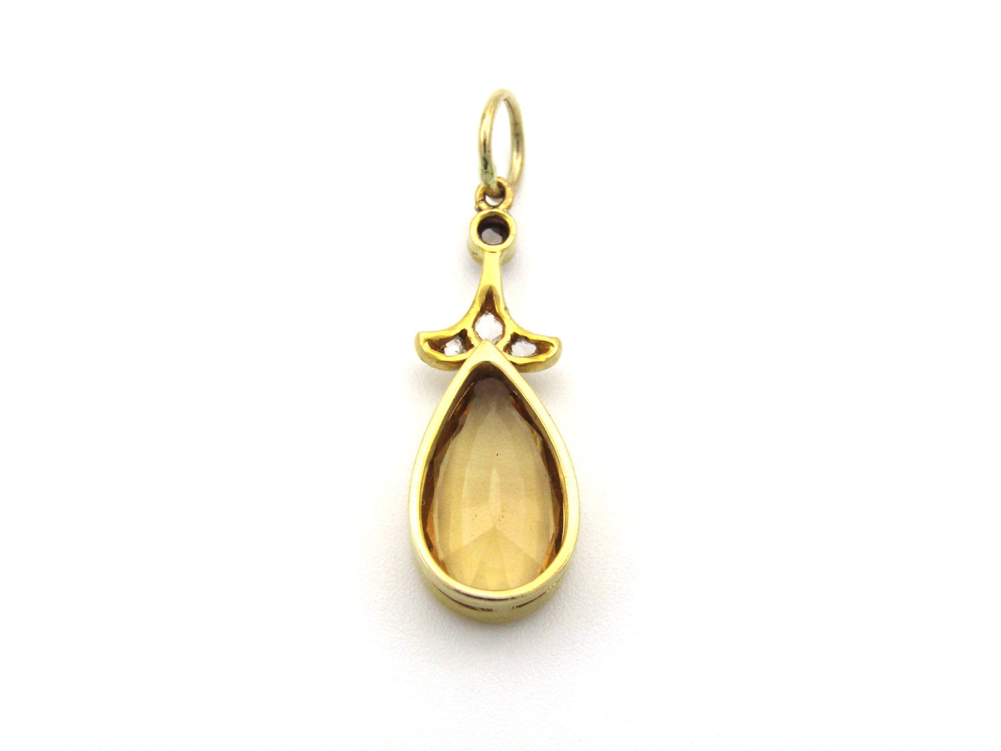 18K gold Edwardian topaz and diamond pendant, circa 1900.