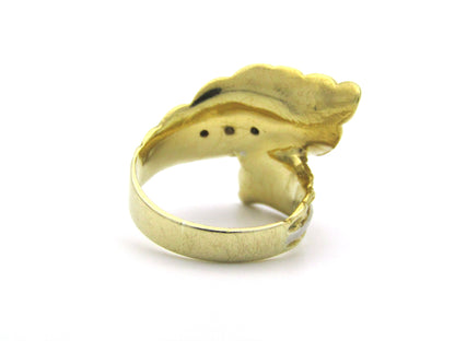 18K gold Retro diamond leaf-wrap ring, circa 1950's.