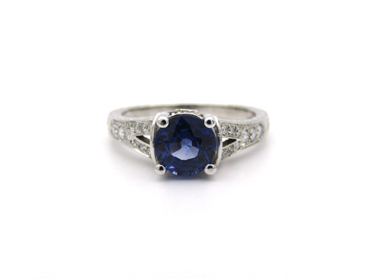 14K gold sapphire and diamond ring.