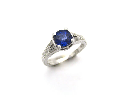 14K gold sapphire and diamond ring.