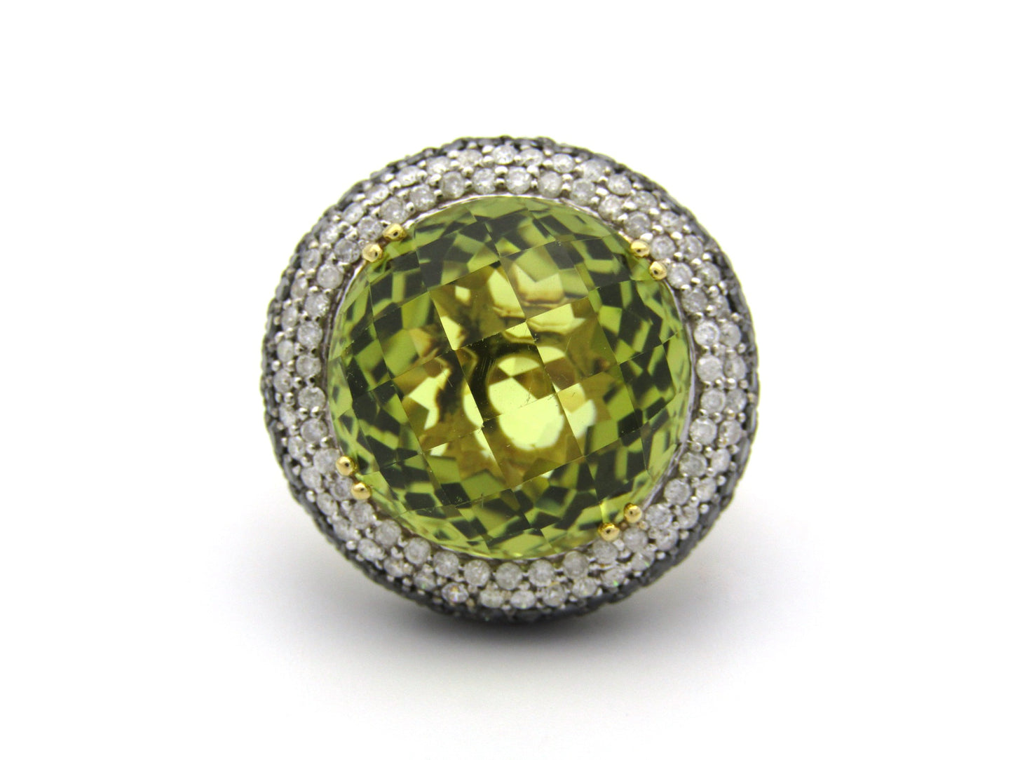 18K gold citrine and diamond cocktail ring.