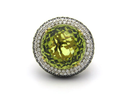 18K gold citrine and diamond cocktail ring.