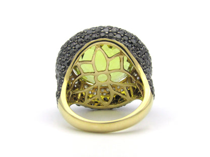 18K gold citrine and diamond cocktail ring.