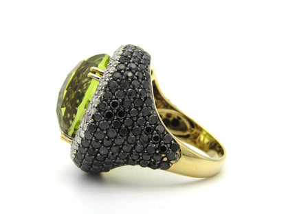 18K gold citrine and diamond cocktail ring.