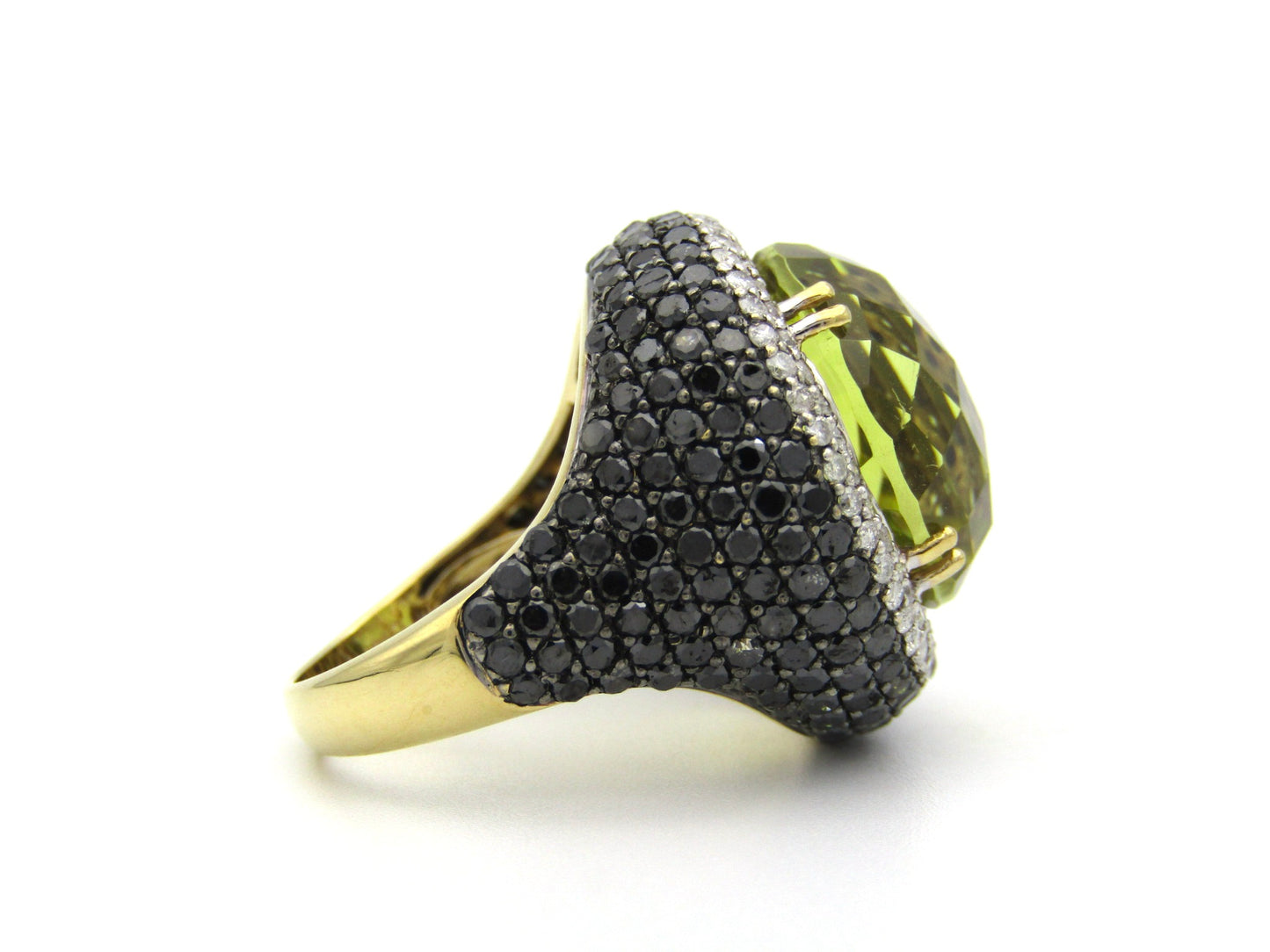 18K gold citrine and diamond cocktail ring.