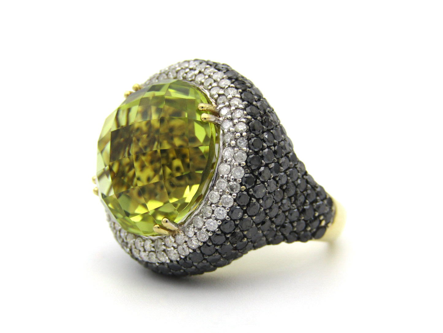 18K gold citrine and diamond cocktail ring.