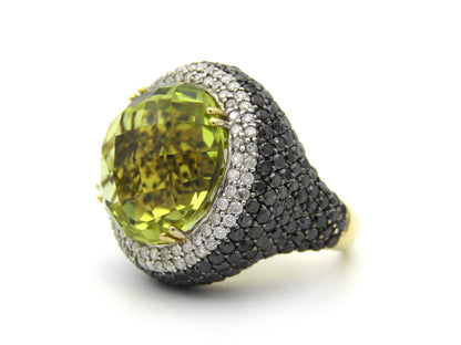 18K gold citrine and diamond cocktail ring.