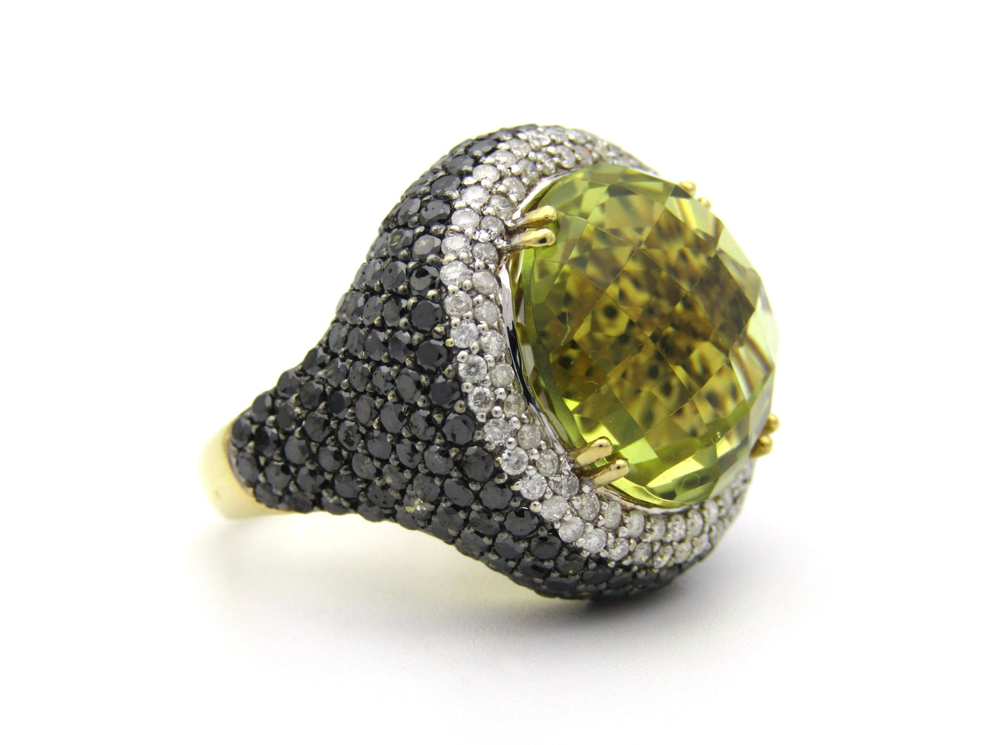 18K gold citrine and diamond cocktail ring.