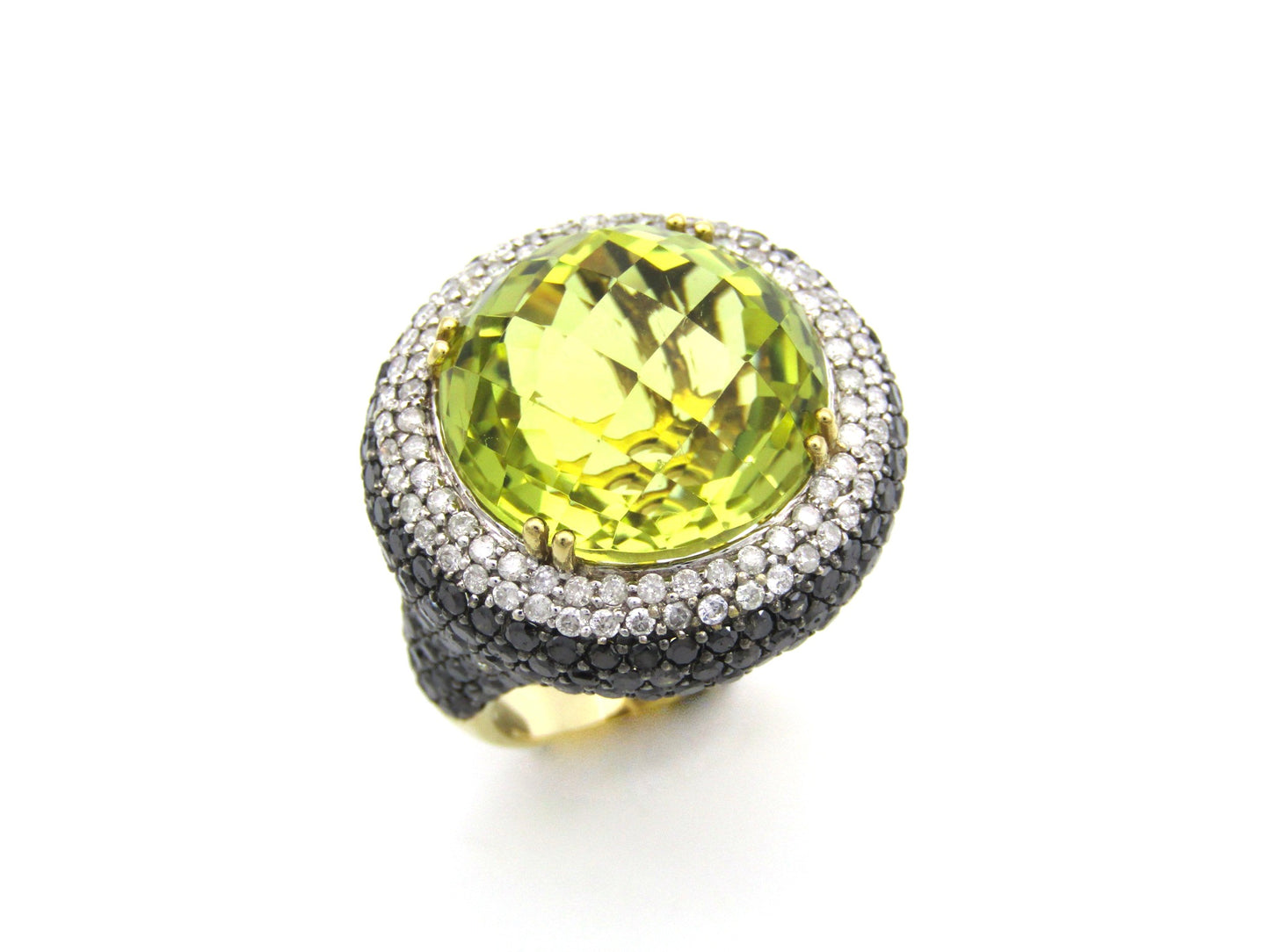 18K gold citrine and diamond cocktail ring.